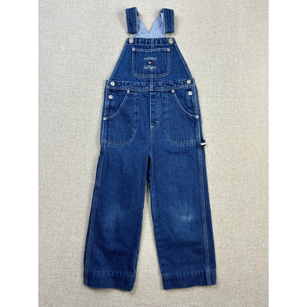 Tommy Hilfiger Kids Denim Overalls Carpenter Dungarees Size 6X Vintage